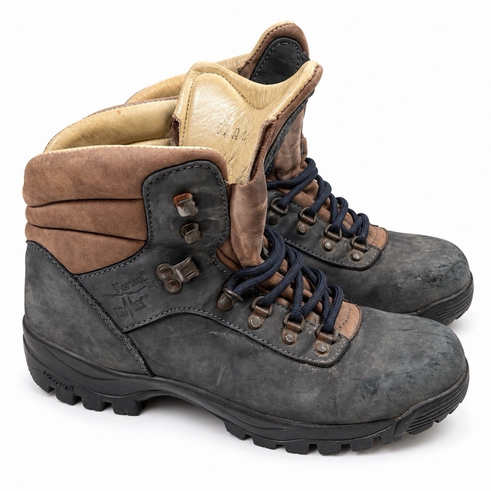 Vintage Meindl Forza Leather Hiking Boots Made In Germany Vibram Mens 8.5 Grey